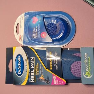 Heel pain, heel cushions, walking insoles, women